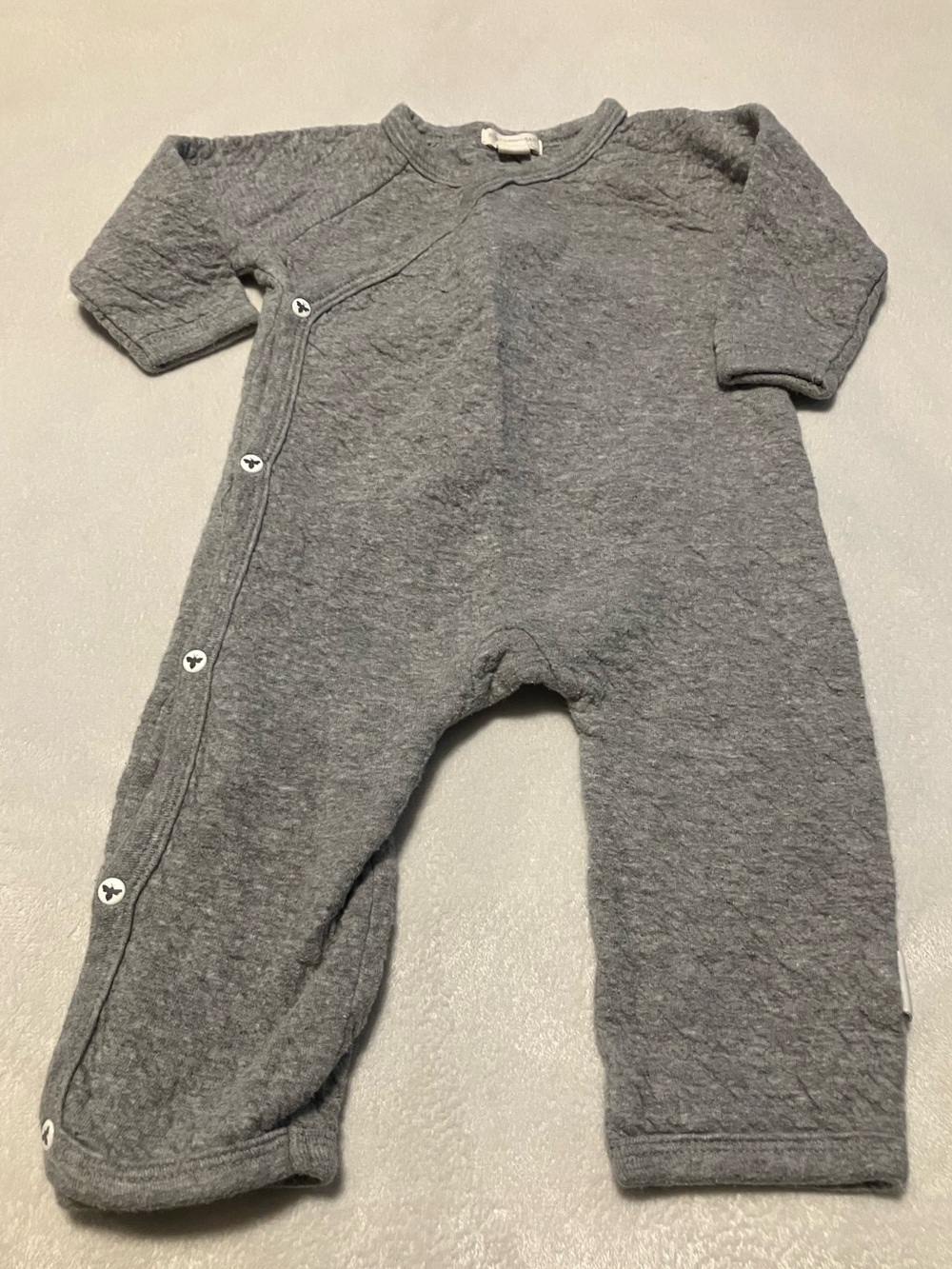 Gray Quilted Baby One-Piece Romper